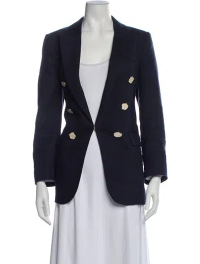 Pre-owned Veronica Beard Linen Blazer In Blue