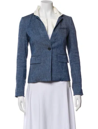 Pre-owned Veronica Beard Linen Blazer In Blue
