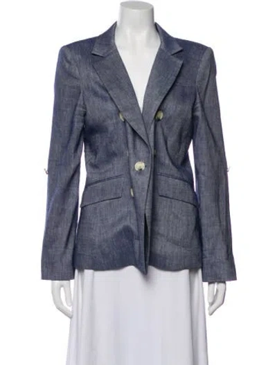 Pre-owned Veronica Beard Linen Blazer In Blue