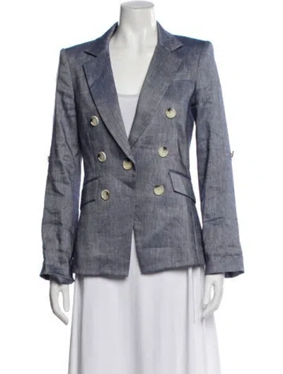 Pre-owned Veronica Beard Linen Blazer In Blue
