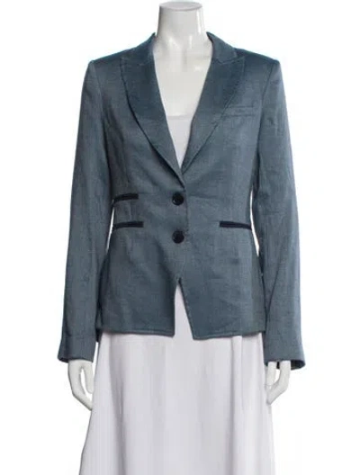 Pre-owned Veronica Beard Linen Blazer In Blue