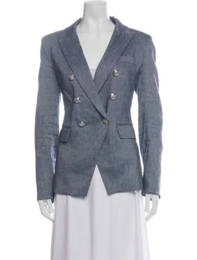 Pre-owned Veronica Beard Linen Blazer In Blue