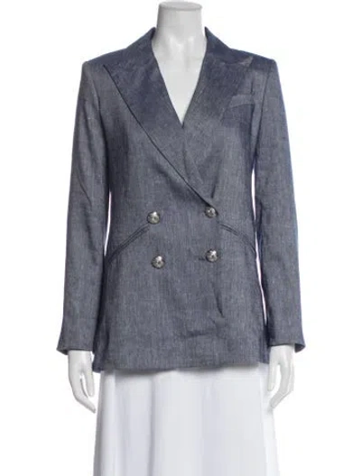Pre-owned Veronica Beard Linen Blazer In Blue