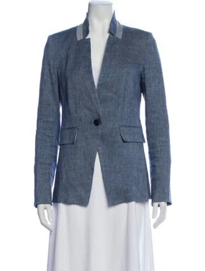 Pre-owned Veronica Beard Linen Blazer In Blue