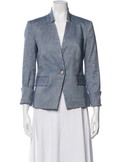 Pre-owned Veronica Beard Linen Blazer In Blue