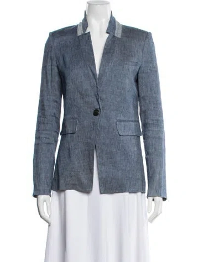 Pre-owned Veronica Beard Linen Blazer In Blue