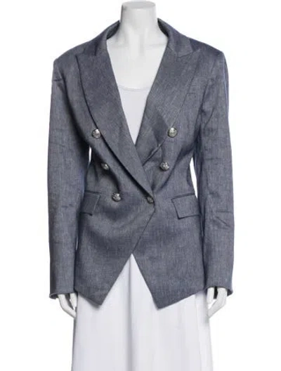Pre-owned Veronica Beard Linen Blazer In Blue