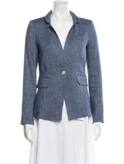 Pre-owned Veronica Beard Linen Blazer In Blue
