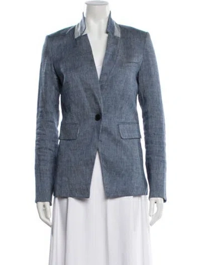 Pre-owned Veronica Beard Linen Blazer In Blue