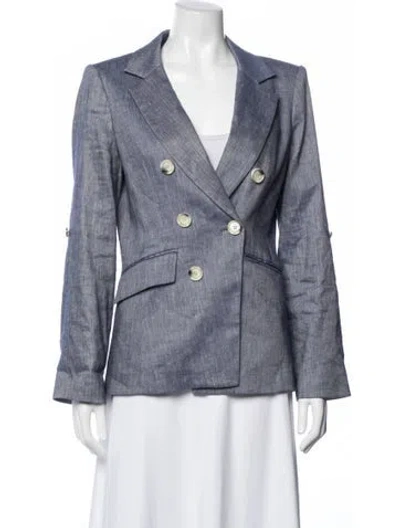 Pre-owned Veronica Beard Linen Blazer In Blue