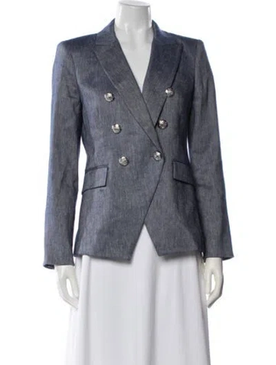 Pre-owned Veronica Beard Linen Blazer In Blue