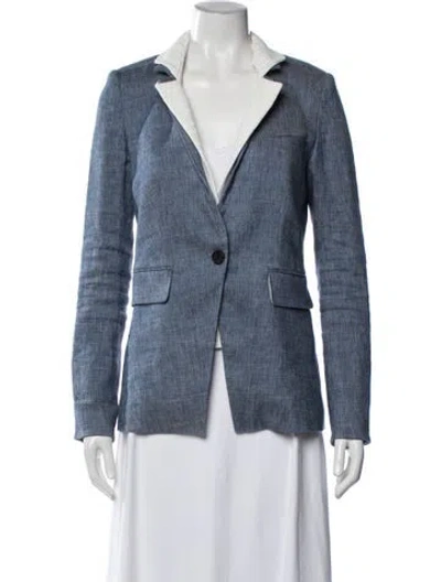 Pre-owned Veronica Beard Linen Blazer In Blue