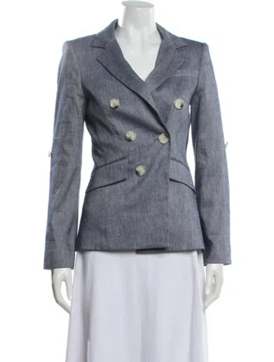 Pre-owned Veronica Beard Linen Blazer In Blue