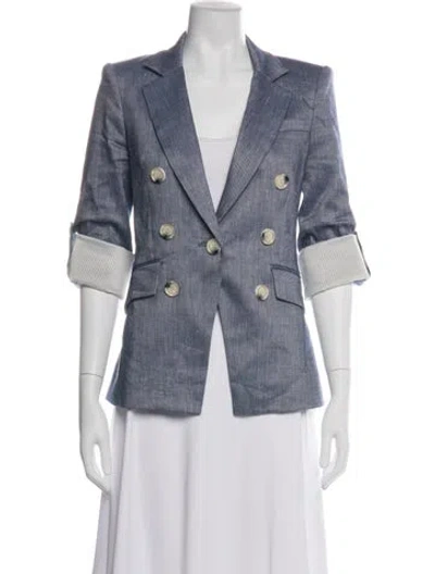 Pre-owned Veronica Beard Linen Blazer In Blue