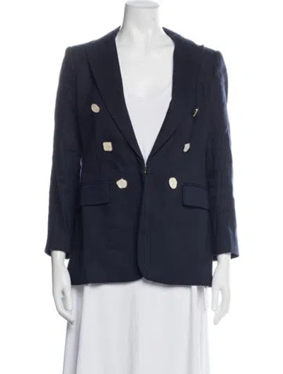 Pre-owned Veronica Beard Linen Blazer In Blue