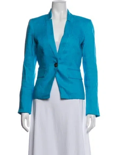 Pre-owned Veronica Beard Linen Blazer In Blue
