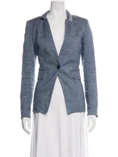 Pre-owned Veronica Beard Linen Blazer In Blue/metallic