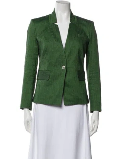 Pre-owned Veronica Beard Linen Blazer In Green