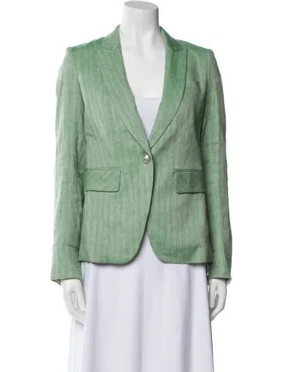 Pre-owned Veronica Beard Linen Blazer In Green