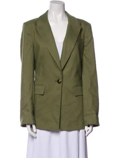 Pre-owned Veronica Beard Linen Blazer In Green