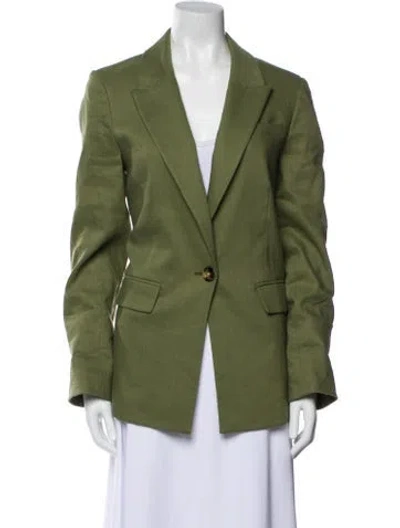 Pre-owned Veronica Beard Linen Blazer In Green