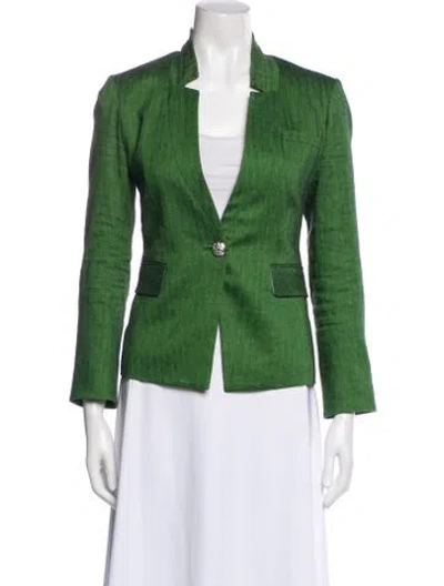 Pre-owned Veronica Beard Linen Blazer In Green