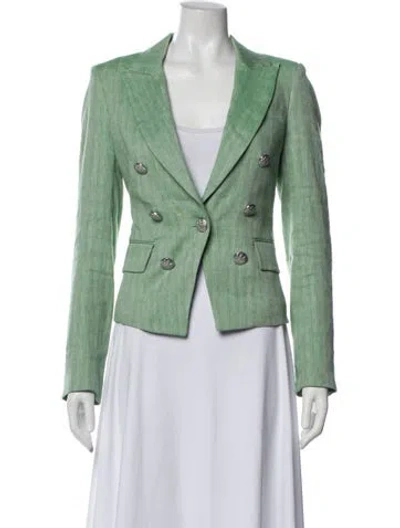 Pre-owned Veronica Beard Linen Blazer In Green