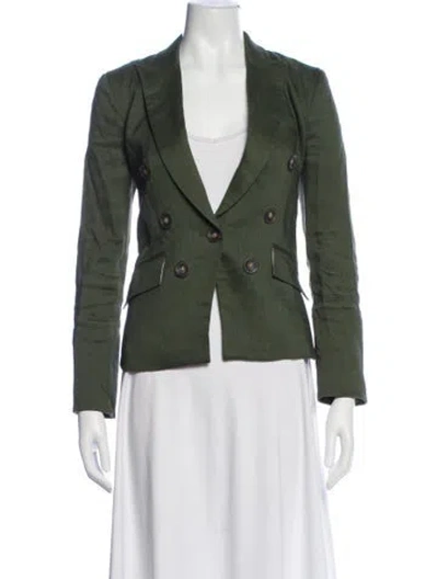 Pre-owned Veronica Beard Linen Blazer In Green