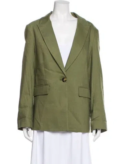 Pre-owned Veronica Beard Linen Blazer In Green