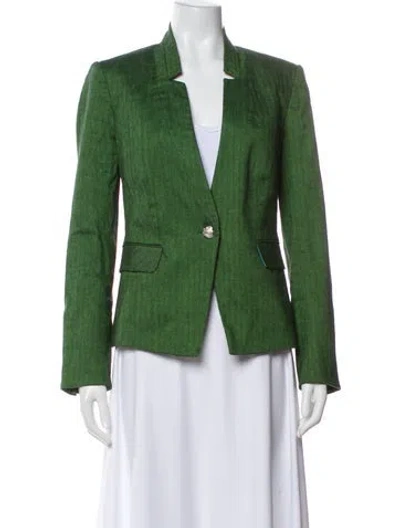 Pre-owned Veronica Beard Linen Blazer In Green