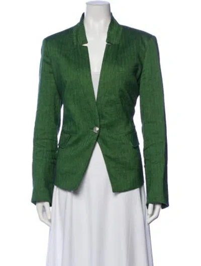Pre-owned Veronica Beard Linen Blazer In Green