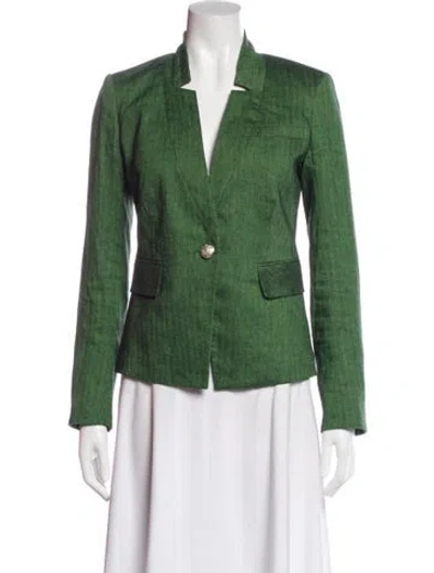 Pre-owned Veronica Beard Linen Blazer In Green