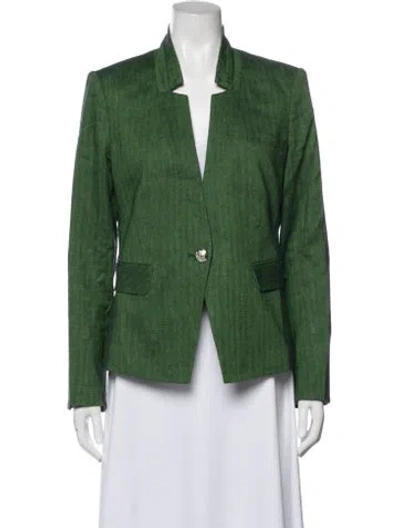 Pre-owned Veronica Beard Linen Blazer In Green