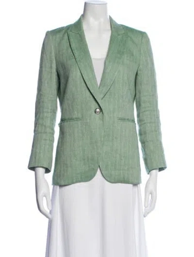 Pre-owned Veronica Beard Linen Blazer In Green