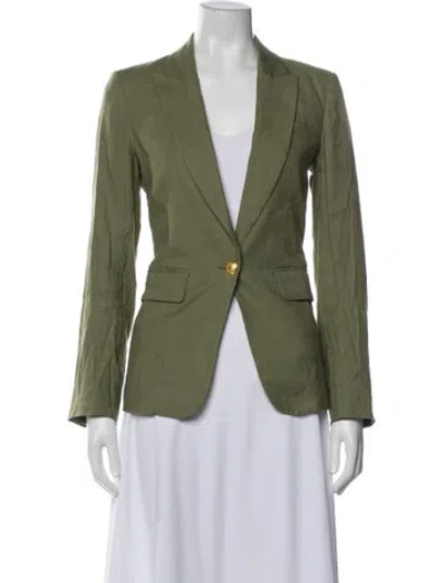 Pre-owned Veronica Beard Linen Blazer In Green