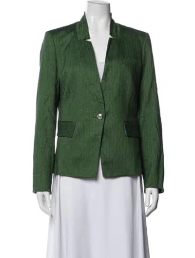 Pre-owned Veronica Beard Linen Blazer In Green