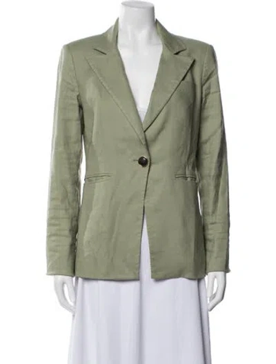 Pre-owned Veronica Beard Linen Blazer In Green