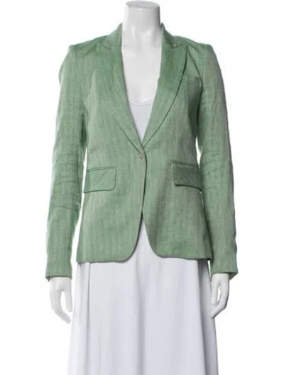 Pre-owned Veronica Beard Linen Blazer In Green