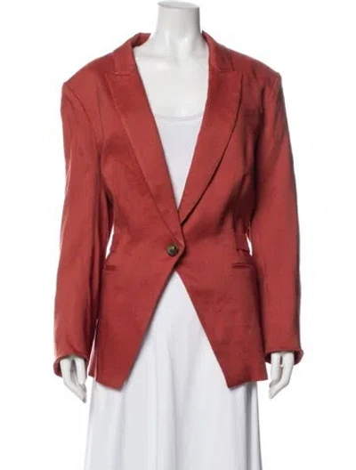Pre-owned Veronica Beard Linen Blazer In Orange