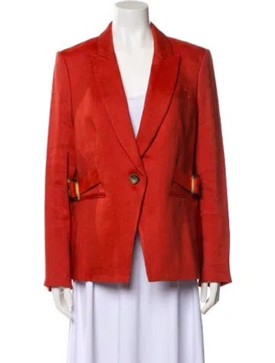 Pre-owned Veronica Beard Linen Blazer In Orange
