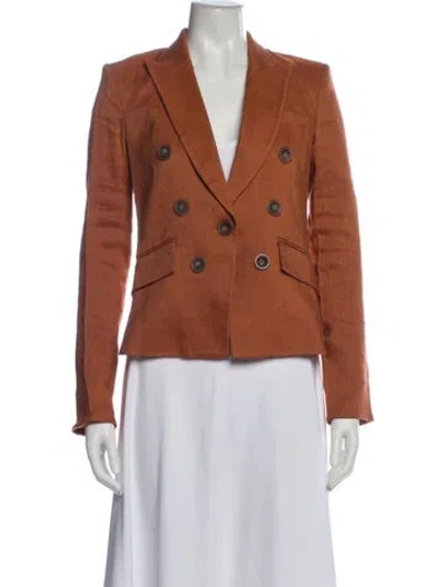 Pre-owned Veronica Beard Linen Blazer In Orange