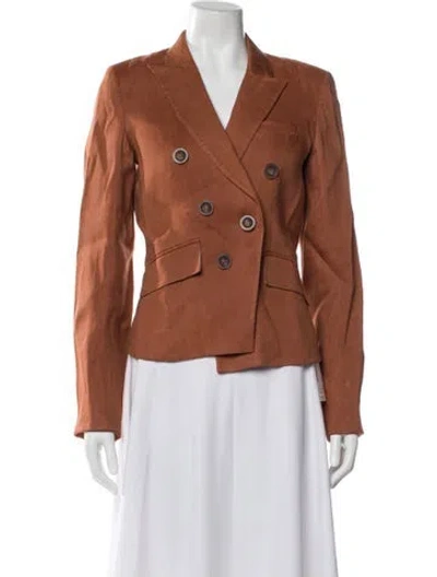 Pre-owned Veronica Beard Linen Blazer In Orange