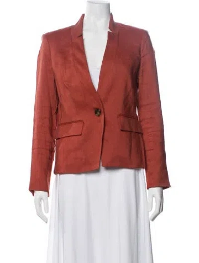 Pre-owned Veronica Beard Linen Blazer In Red