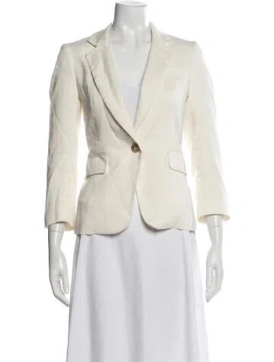 Pre-owned Veronica Beard Linen Blazer In White