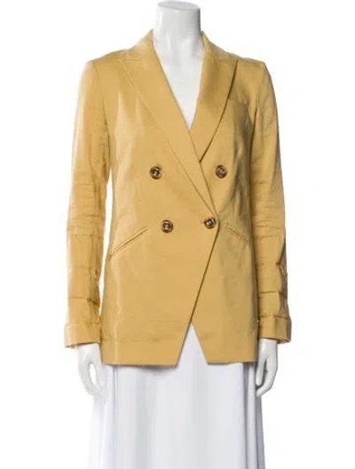 Pre-owned Veronica Beard Linen Blazer In Yellow