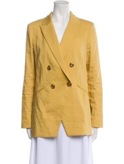 Pre-owned Veronica Beard Linen Blazer In Yellow