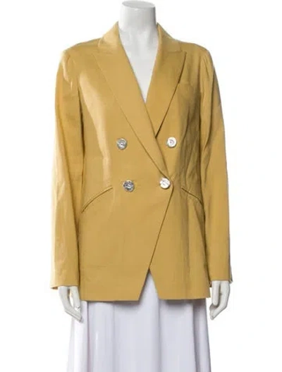 Pre-owned Veronica Beard Linen Blazer In Yellow