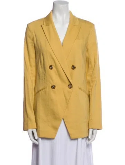 Pre-owned Veronica Beard Linen Blazer In Yellow