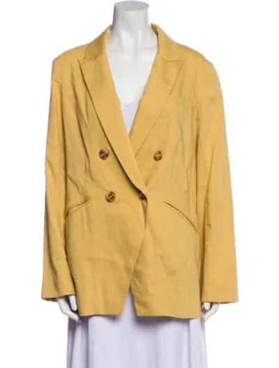 Pre-owned Veronica Beard Linen Blazer In Yellow