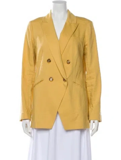 Pre-owned Veronica Beard Linen Blazer In Yellow